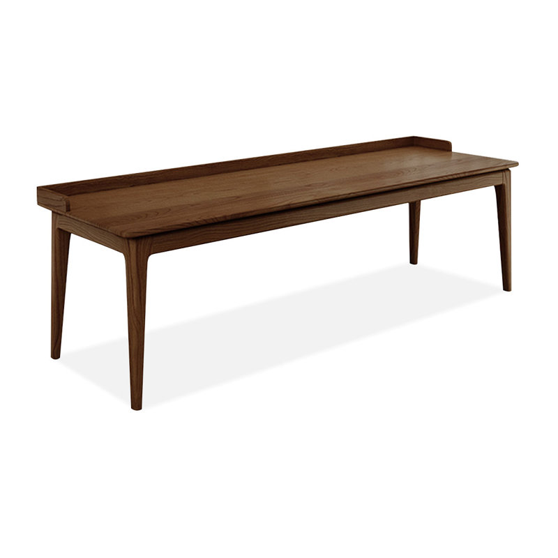 Light-walnut Rectangular Solid Wood desk, 31.5" H x 86.61" W x 27.56" D