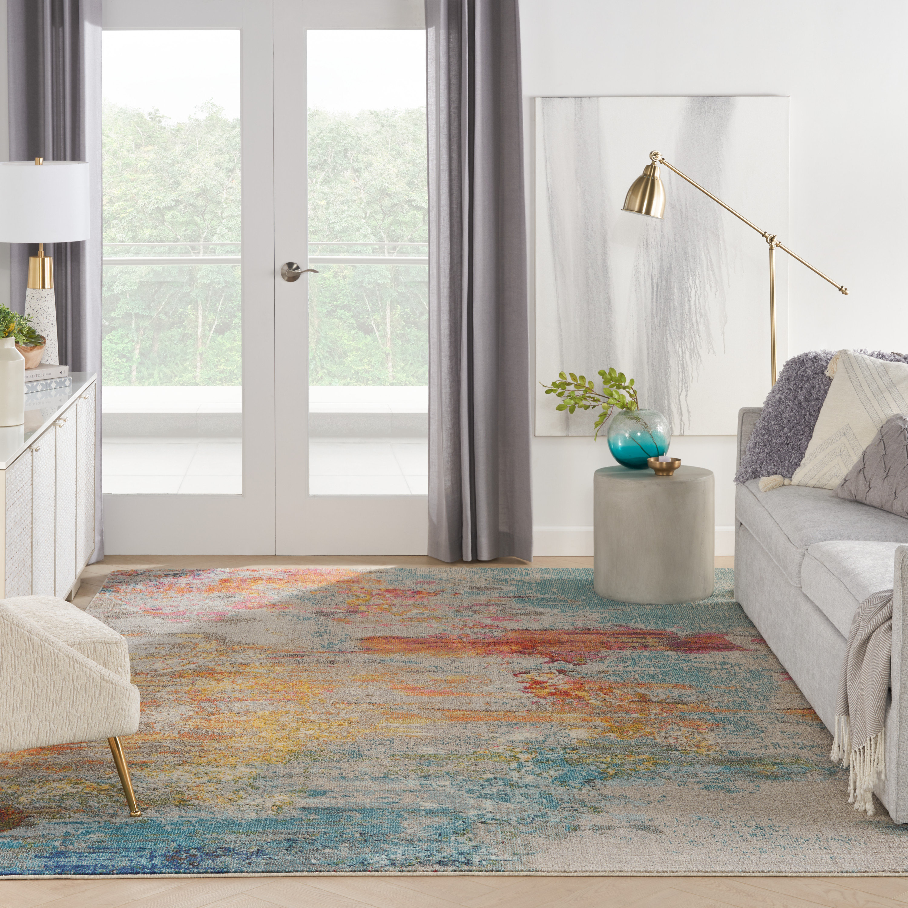 Williston Forge Adrihana Abstract Blue/Yellow Area Rug & Reviews | Wayfair