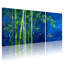 Ensemble de 3 tableaux sur toile tendue sur fond bleu bambou-604923183
