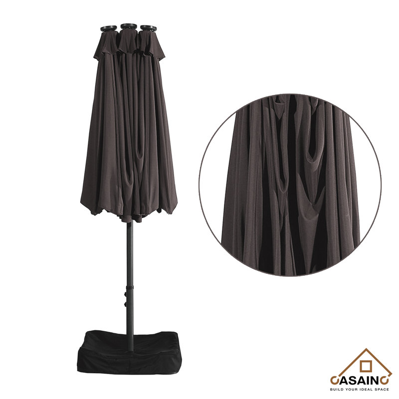 181'' Coffee Double-Sided Patio Umbrella with LED Lights