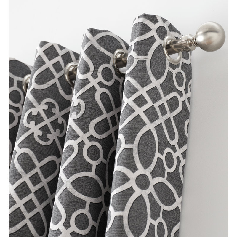 Lattice Cut Eyelet Room Darkening Curtains, 168cm Width x 229cm Drop