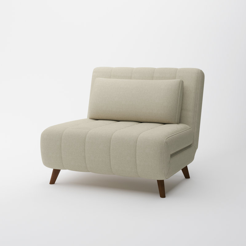 Chaise convertible rembourrée Jazariah, Polyester beige