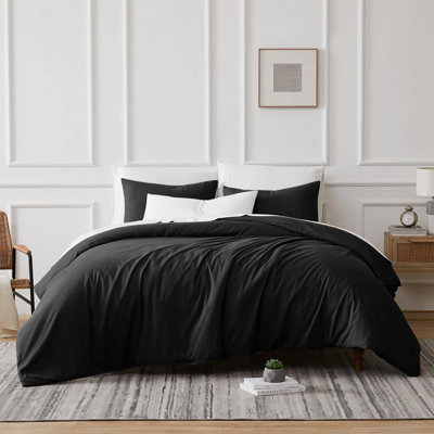 Microfibre 200 TC Plain Reversible Plain Weave Modern & Contemporary Duvet Cover Set