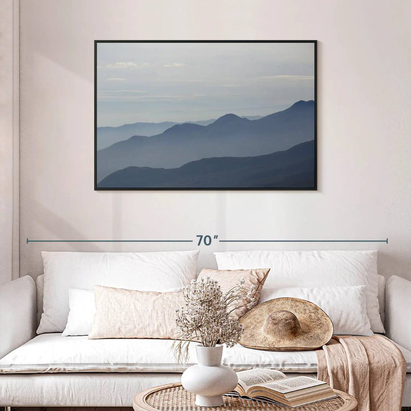 Foggy Mountain Range, Floating Frame Black, 43" X 29"