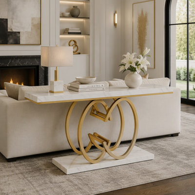 Table console moderne en faux marbre de 55 pouces