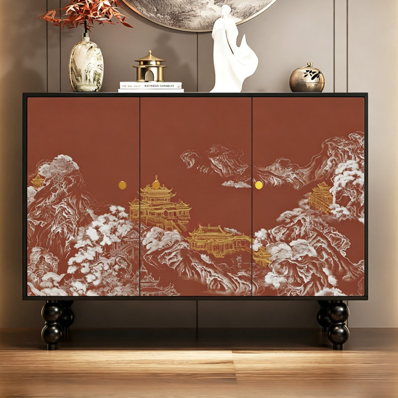Chinese Style Wooden Entryway Storage Cabinet
