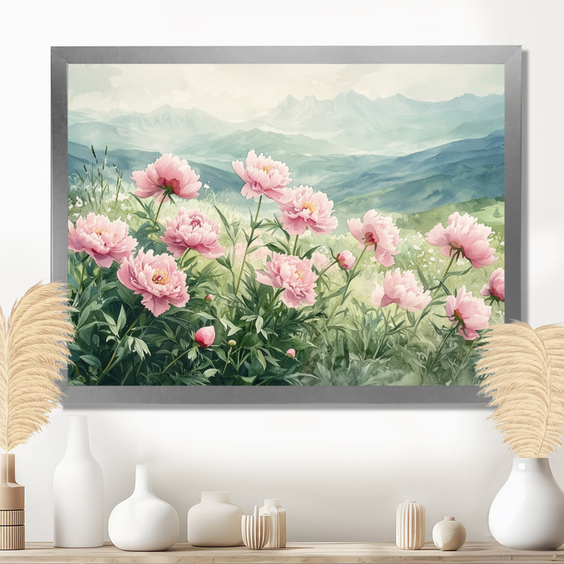 Ginamarie pivoines dans les hautes prairies II - pivoines, art mural pour le salon, Reproduction encadrée d'une seule photo