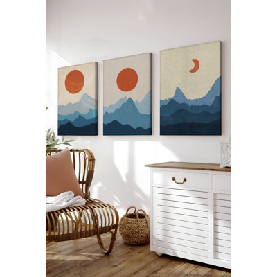 Superbe ensemble de 3 toiles décoratives, 15,7 x 23,6 pouces chacune | 100% toile de haute qualité, épaisseur: 1,2 po | Parfait pour le salon et le bureau, les couleurs vives et l'art moderne