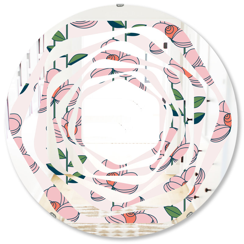 Miroir mural Whirl Coastal, H 31,5 po x l 31,5 po, Tourbillon floral botanique douzième
