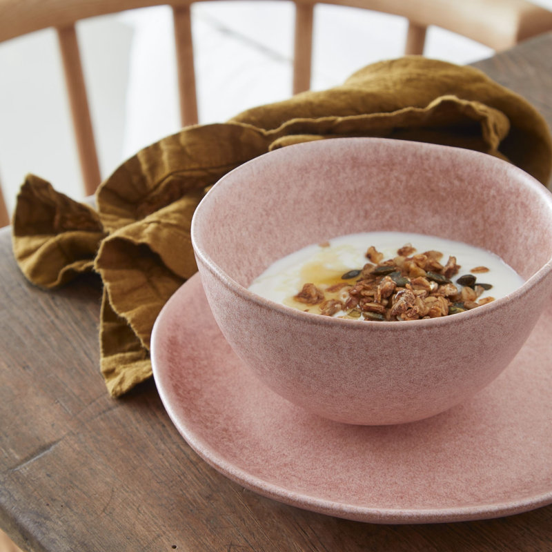 Livia Handmade Stoneware Dining Bowl, Mauve Rose