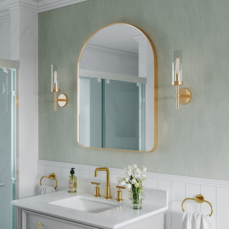 Miroir de salle de bain Morden, Or brossé, 36 po x 28 po