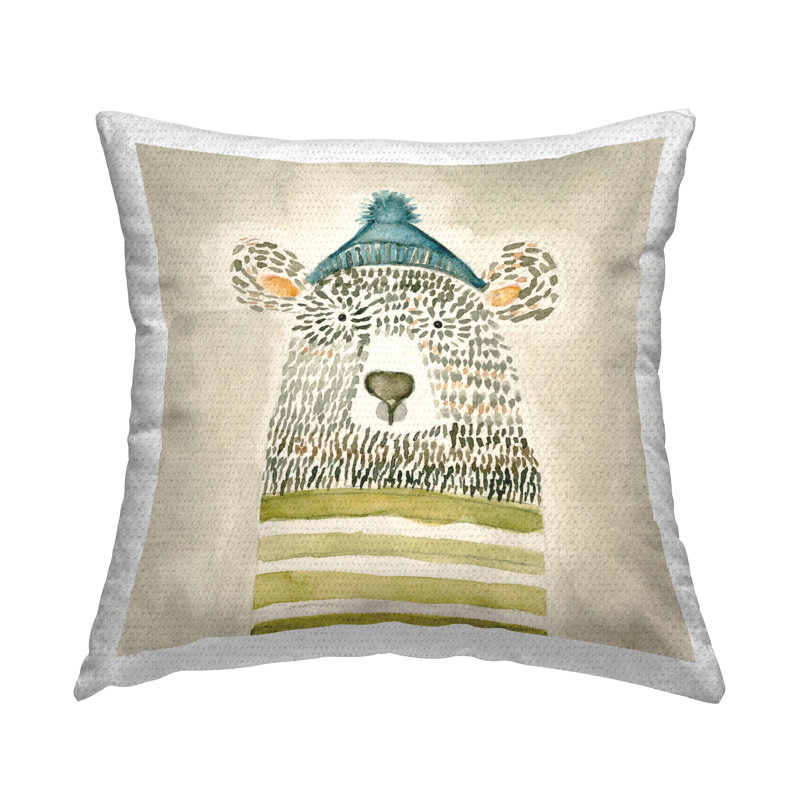 Coussin d'extérieur imprimé "Abstract Bear in Hat" par Natalie Timbrook