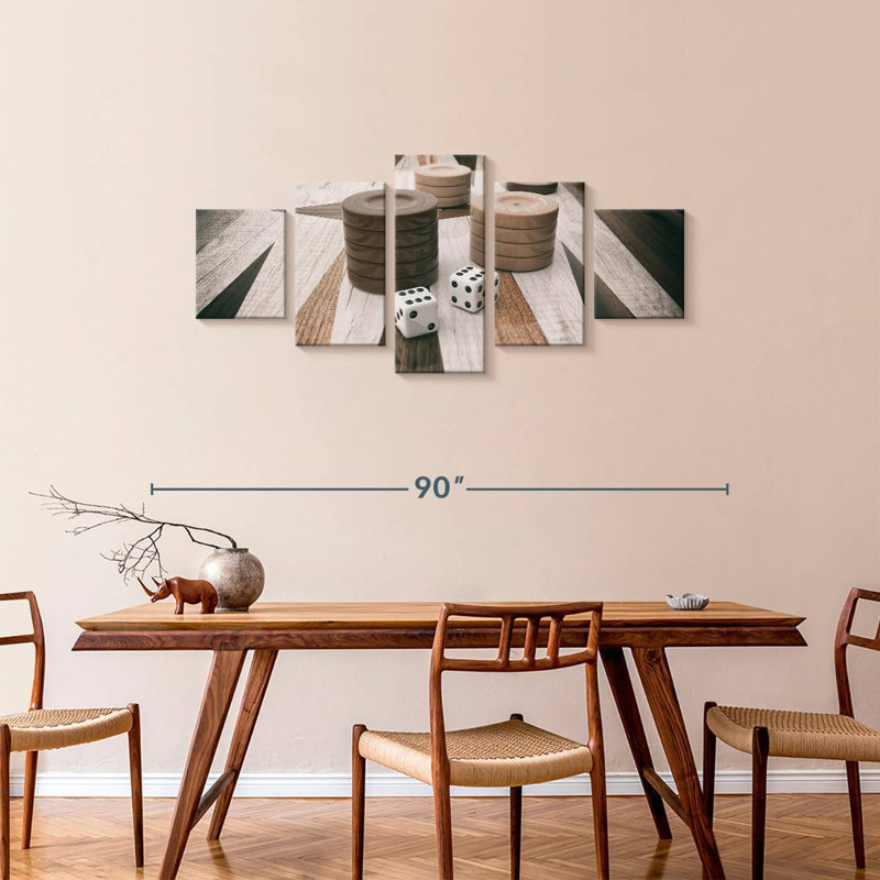 Plateau de backgammon en bois, H 34 po x l 74 po