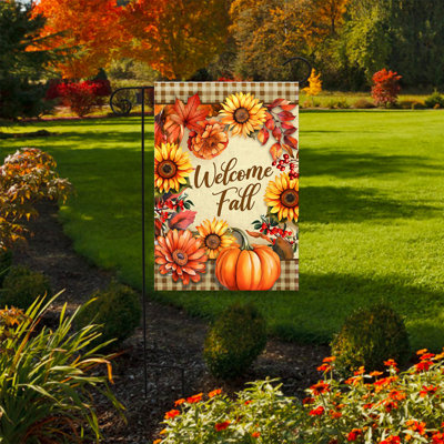 Welcome Fall Flowers Garden Flag