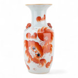 Porcelain Vase Red Lions