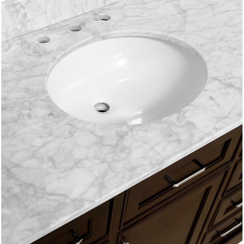 Ensemble de meuble-lavabo simple 42 po Ronnie, Chocolat, Marbre de Carrare