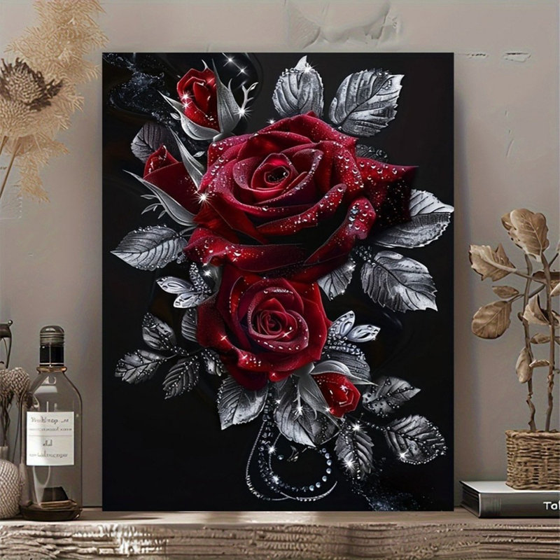 Impression sur toile Elegant Glam Red Rose Sparkle - Urban Studio, 36 * 24 pouces (90 * 60 * 2cm)
