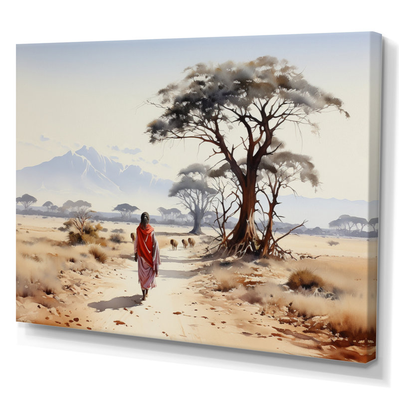 Art africain sur toile, reproduction de portrait nomade - African Nomadic Wanderer I, H 34 po x l 44 po, Toile tendue