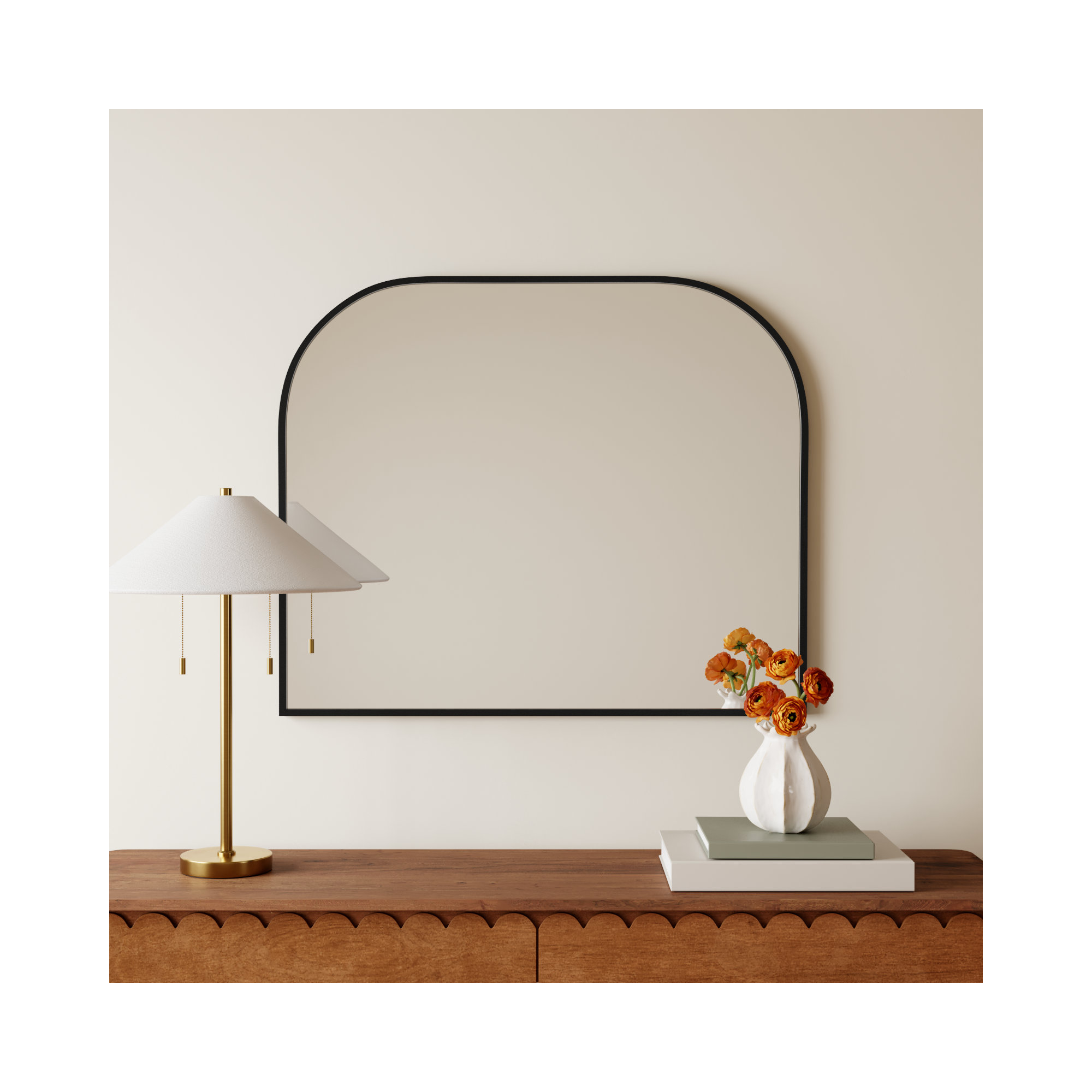Sabine Metal Wide Arch Wall Mirror, 30" x 36", Black