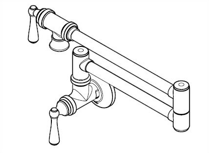 Moen Traditional Wall Mount Swing Arm Folding Pot Filler Kitchen Faucet, Polished Nickel