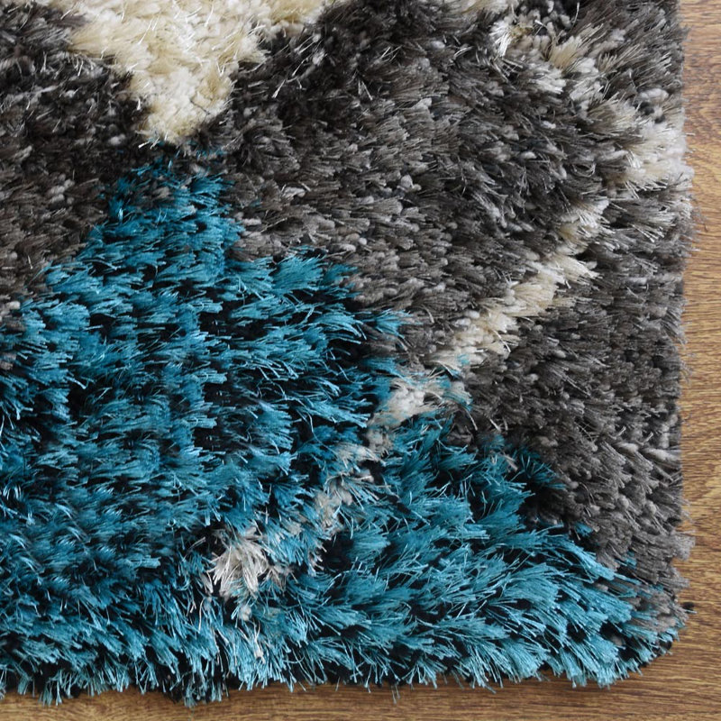 Arshida Hand Tufted Shag Polyester Eco-Friendly Area Rugs - Square,Multicolor, Geometric Modern Design, High Pile Thick Handmade Anti Skid Area Rugs for Living Room, Bed Room