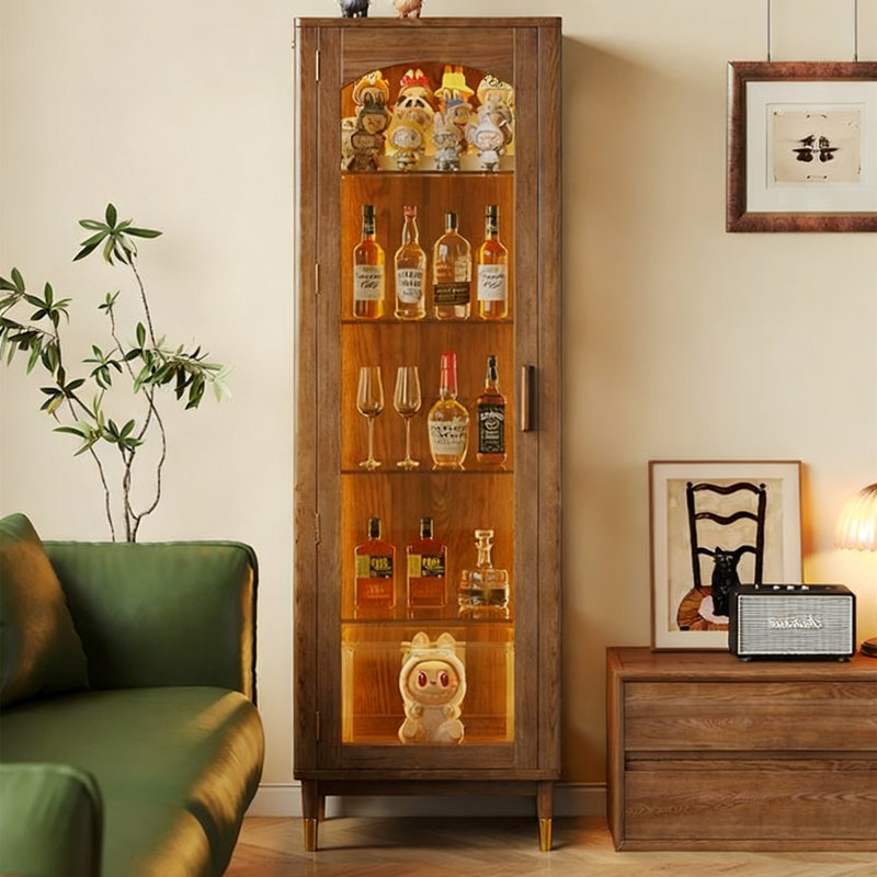 Nut-brown Solid Wood + Tempered Glass + Metal Display Cases