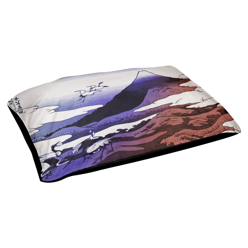 Coussin de concepteur japonais pour grues Burkart, L 42 po x l 52 po, Bleu / Rouge / Noir