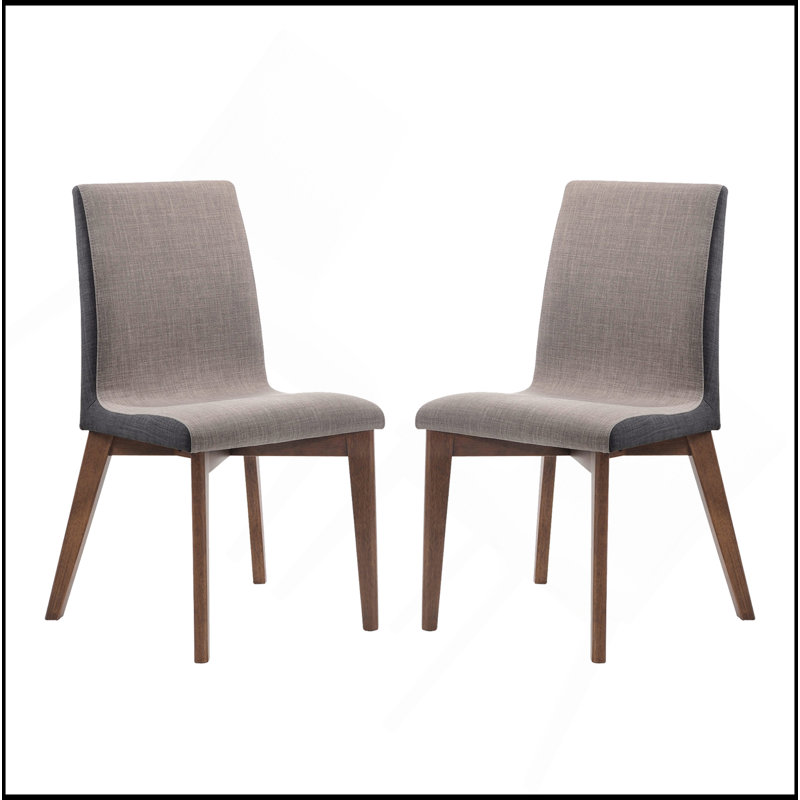 Chaises d'appoint rembourrées grises et noyer naturel, 2