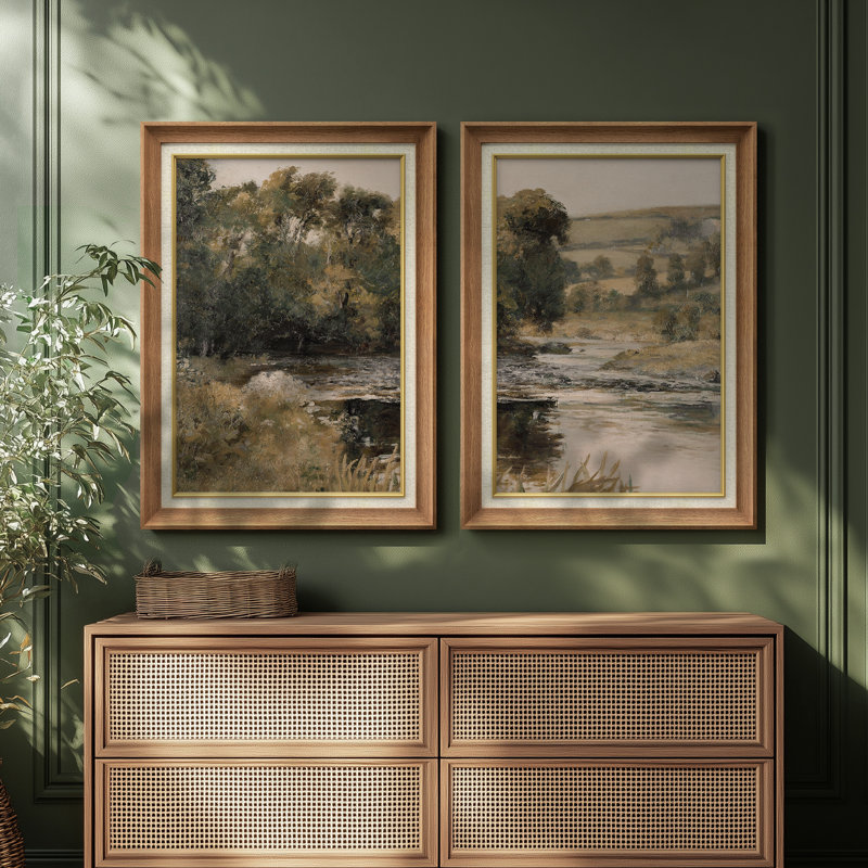 Ensemble de 2 œuvres d'art encadrées de qualité supérieure sur toile de qualité supérieure avec cadre de 26 po x 36 po