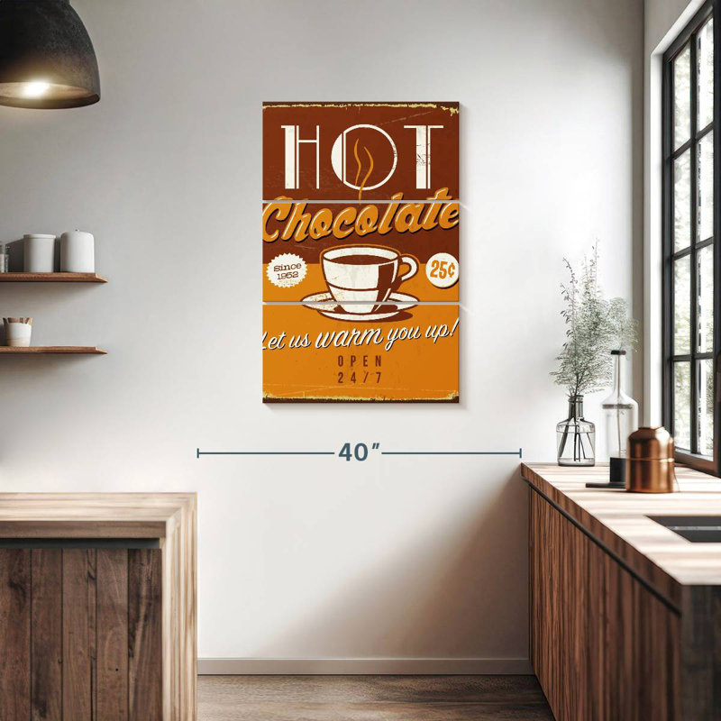 Kema Retro Hot Chocolate Wall Sign, 38" H x 24" W