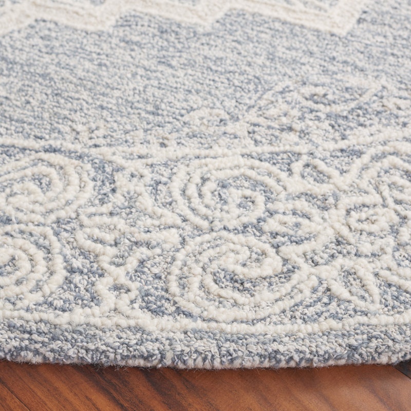 Abstract Hand Tufted Wool With Cotton Cloth Backing Oriental Rug, Round 6'