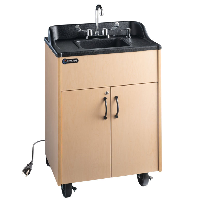 Éviers portatifs Ozark River Premier, comptoir et lavabo en stratifié d'érable en érable, station de lavage mobile à eau chaude avec réservoirs d'eau, lavabo portatif avec roulettes certifié NSF, série Premier