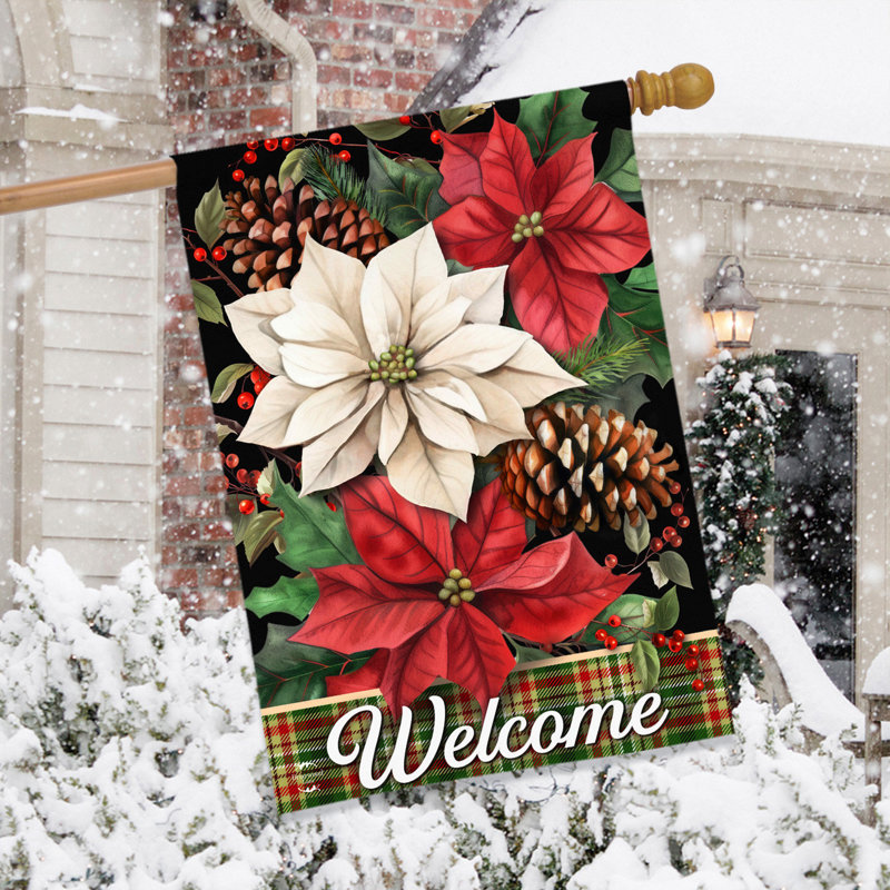 Drapeau de maison de poinsettias mixtes