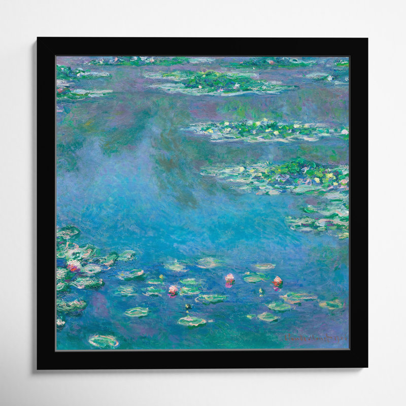 Classic Water Lilies in a Pond by Birch Lane™ - Picture Frame Print, Black, 14" H x 14" W