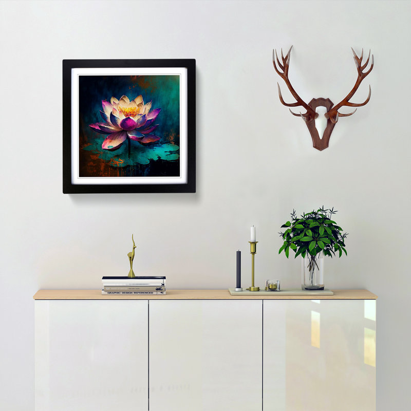 Lotus Flower - Framed Print, Black