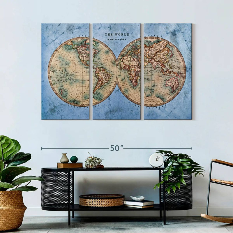 «Ocean Hemispheres», reproduction d'art sur toile, H 50 po x l 32 po x P 1,25 po