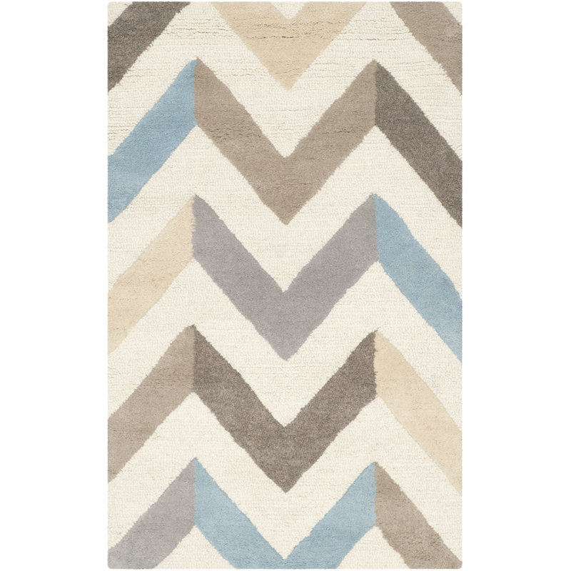 Sanyla Hand Tufted Wool Chevron Rug, Rectangle 2' x 3'