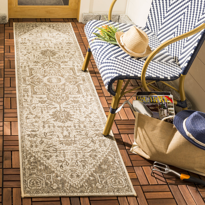 Klaus Hooked Beige Indoor/Outdoor Rug, Runner 61 x 244 cm