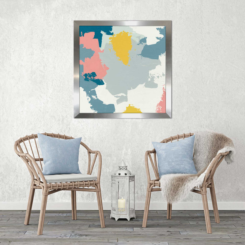 «Happy I», reproduction sur toile, H 21,5 po x l 21,5 po x P 0,75 po, Encadrement argenté
