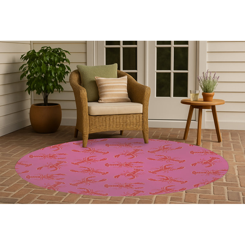 Tapis d'extérieur décoratif homard, Rose, Round 5'