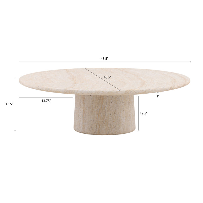 Trebol Lightweight Concrete Outdoor Coffee Table, Faux Travertine