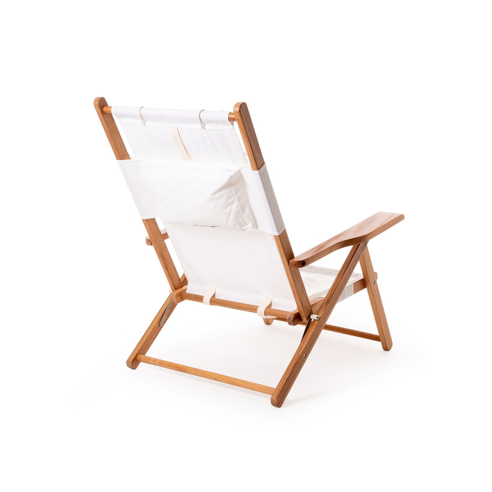 Reclining Beach Chair with Cushion, Antique White