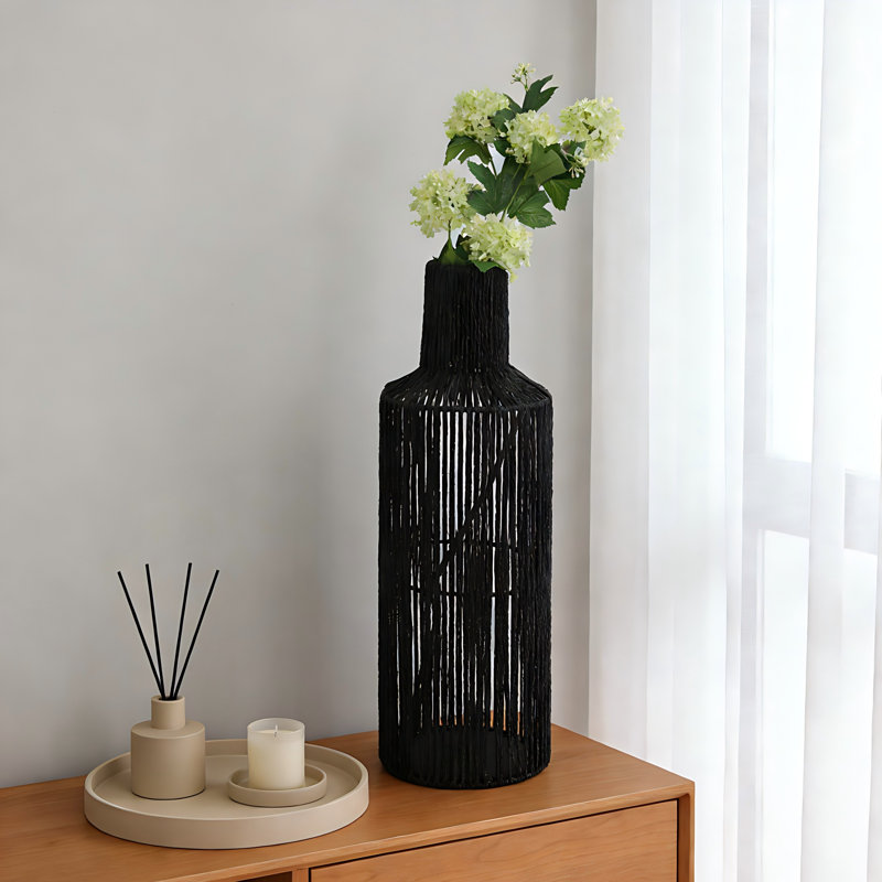 Vase en papier, Noir, noir, noir, noir, H 20,25 po x l 7 po x P 7 po
