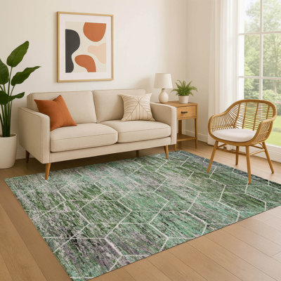 Tapis géométrique de qualité supérieure lavable à la machine AMF1724
