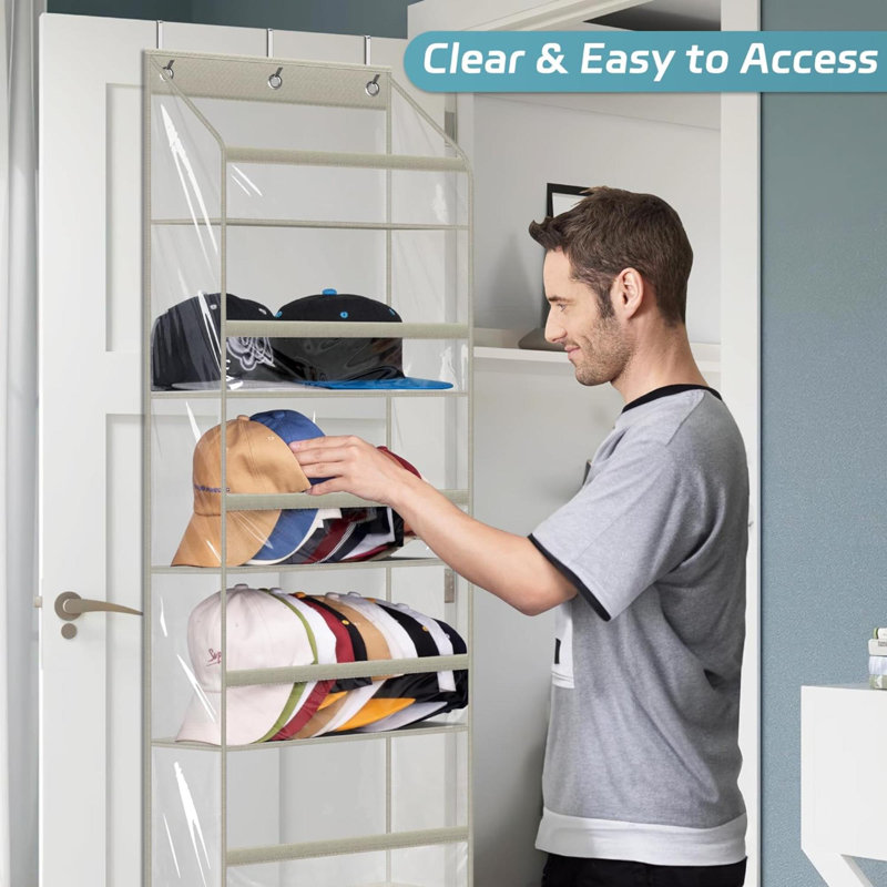 Rebrilliant Clear Over The Door Hat Racks For Baseball Caps, Large