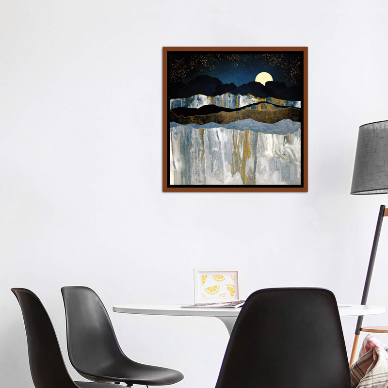 Painted Mountains - Reproduction, H 37 po x l 37 po x P 1,5 po, Cadre flottant brun, Pas de tapis