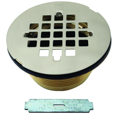 4-1/4" Square Grate Shower Drain Cover with 2" Brass Drain Pipe
