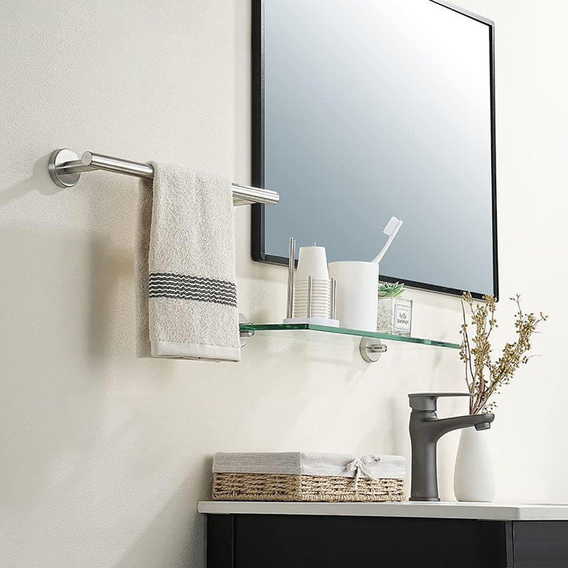 Porte-serviettes mural en acier inoxydable 304, H 1,96 po x L 15 po x P 3,15 po, Brossé