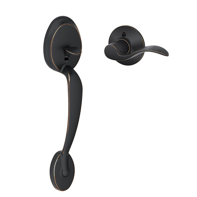 Plymouth Lower Half Handleset with Accent Door Lever (Deadbolt Sold Separately), Antique Nickel, Right Hand