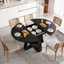 Table de salle à manger ronde extensible de 43,3 po à 59 po pour 4 à 8 personnes, table de salle à manger ovale de cuisine moderne avec feuilles amovibles peu encombrante, base en bois avec tablette de rangement pour le salon de la cuisine (noir)